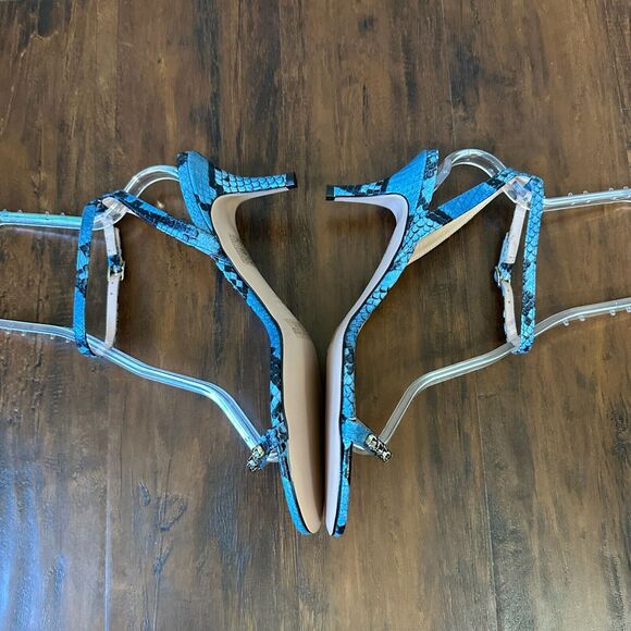 NWOB J. CREW Strappy Heeled Sandals in Snake-Embossed Leather ITALY MADE - Picture 7 of 10